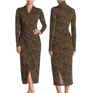 RACHEL by Rachel Roy | Women Long Sleeve Animal Print Wrap Detail Dress - Size S